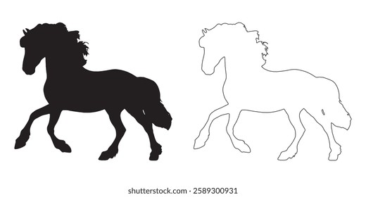 Unique Horse Silhouette - Premium Horse Outline for Printing
