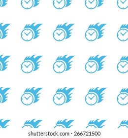 Unique Hot clock white and blue seamless pattern for web design. Vector symbol