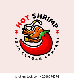 einzigartige Ideen für das Logo von scharfen Garnelen mit Garnelen und Chilis
