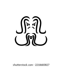 unique human face ornaments.vector tattoo,face icon.