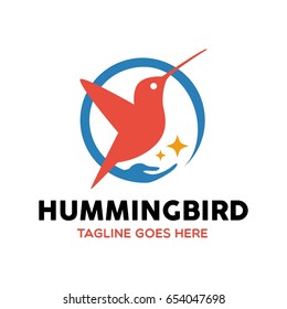 Unique Humming Bird Logo Template