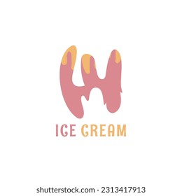 Unique ice cream logo in the shape of the letter W.