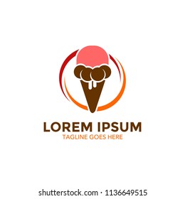 Unique ice cream logo template. vector. editable. simple shape. minimalist color. memorable