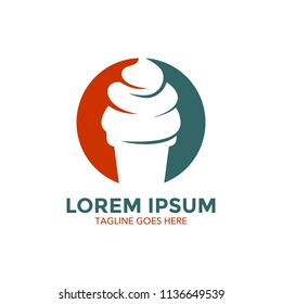 Unique ice cream logo template. vector. editable. simple shape. minimalist color. memorable