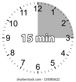 Unique icon of hours with fifteen minutes