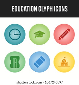 Unique icon set of eduation glyph icons