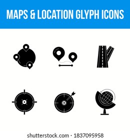 Unique icon set of maps & location glyph icons