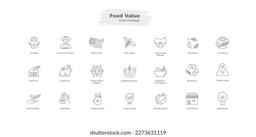 Unique Icons for Food and Natural Product: Enhance Your Design and Boost Your Healthy Food Revolution. Editable Stroke Gray icons.