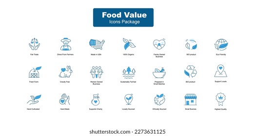 Unique Icons for Food and Natural Product: Enhance Your Design and Boost Your Healthy Food Revolution. Editable Stroke Blue icons.