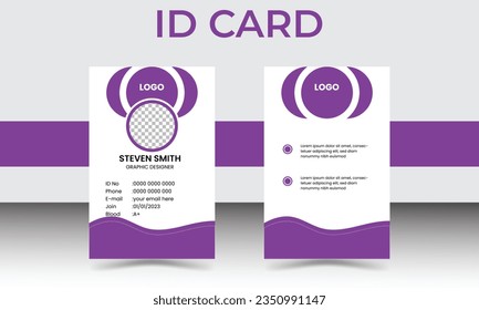 Unique ID card design template with unique organic shape.