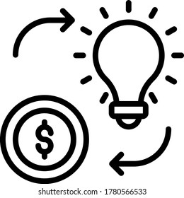 unique idea generate the profit concept, energy generation exchange with money vector icon design, Trade and barter Symbol on White background