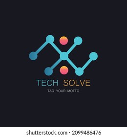 Unique idea Tech logo design vector template