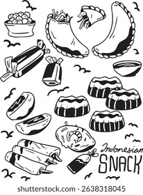 Unique illustration aset object for local snack food from Indonesia.