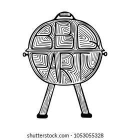 Unique illustration with a hand-drawn lettering for the BBQ Party. 