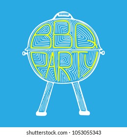 Unique illustration with a hand-drawn lettering for the BBQ Party. 