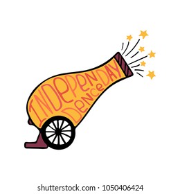 Unique illustration with a hand-drawn lettering for the Independence Day.