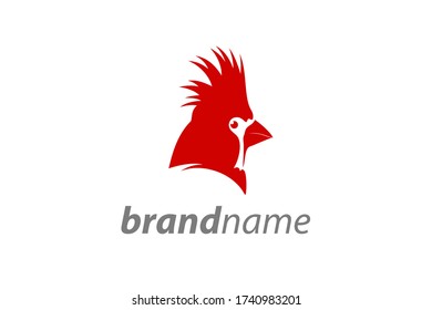 El diseño del logo de la ilustración única, pájaro rojo.