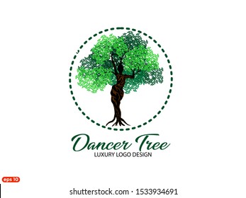 Unique illustration and logo of the Vector Tree with circles and shapes of dancing abstract women