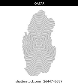 Unique illustration of Qatar's outline with circular patterns.