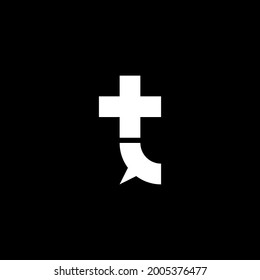 Unique illustration of T letter and cross health with chat symbol. Best for logo, template design, accounting, bank, invest company, health consultant, etc.