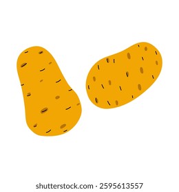 Unique illustration of two stylized sweet potatoes on a clean white background showcasing natural textures and colors