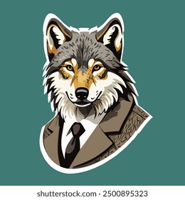  Unique illustration of a wolf dressed in a suit, combining elegance and wild nature. Perfect for branding, logos, and creative projects.