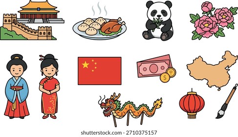 A unique image of China in a cartoon style