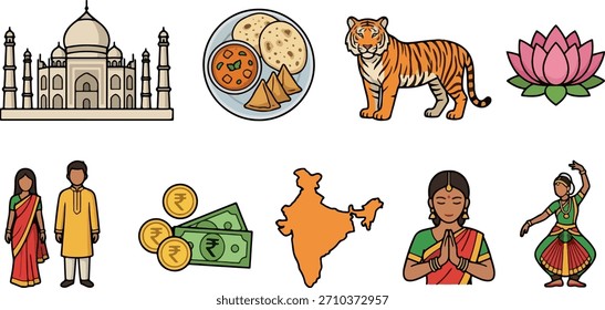 A unique image of India in a cartoon style