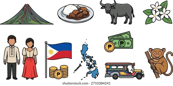 Una Imagen única de Filipinas en un estilo de dibujos animados