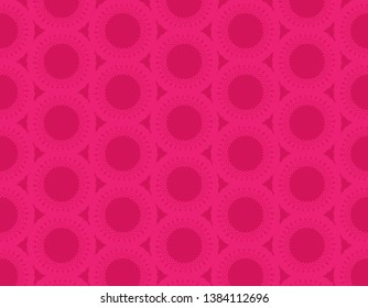 Unique Indonesian geometric seamless pattern motif. Pink lace background