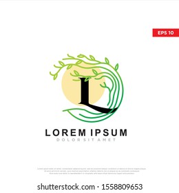 unique initial letter l tree logo. modern icon, template design