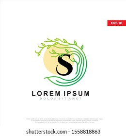 unique initial letter s tree logo. modern icon, template design