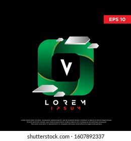 unique initial letter v inside square logo. modern 3d icon, template design