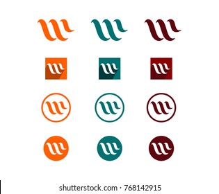 Unique Initial Letter W for Company Icon Logo Set