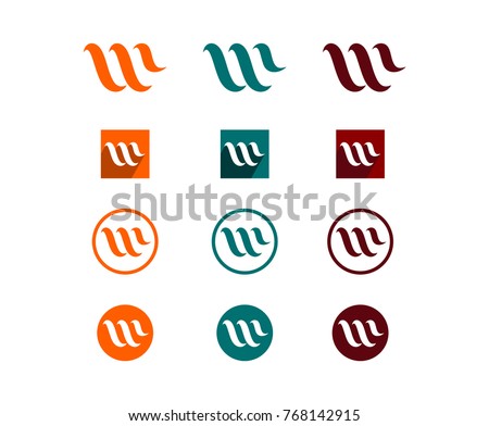 Unique Initial Letter W for Company Icon Logo Set