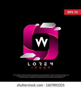 unique initial letter w inside square logo. modern 3d icon, template design