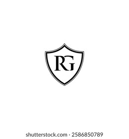 Unique initial of R and G letter with luxury shield for logo. Sophisticated RG letter logo. Smart combination of R and G. Best for beauty and fashion, luxury brand, salon, apparel, R icon. G signs.