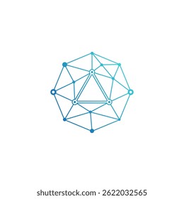 Unique Innovation Icon with Abstract Network Mesh and Triangle Core