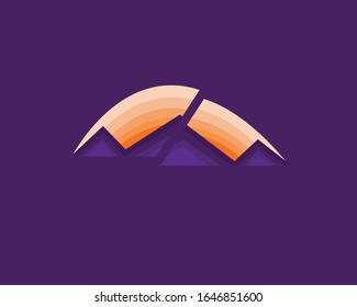 unique and innovative design of Mountain and sunset. Premium minimal design