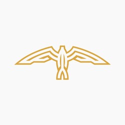 Unique And Interesting Bird Symbol Formed By Lines. With Outstretched Wings And A Split Tail. Perfect For Fashion Logos, Accessories, Etc.
