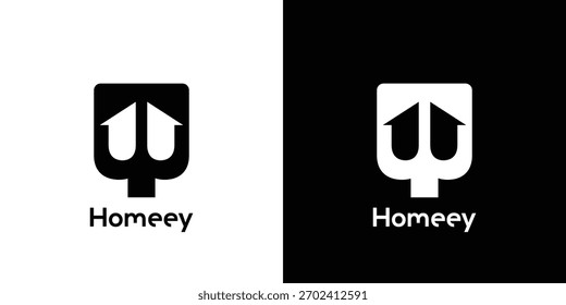 Unique and interesting combination logo design of a fork and house symbol