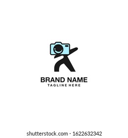 A Unique And Interesting Logo Template About Photography Where The Camera Is Illustrated As A Human Who Is Posing Happy