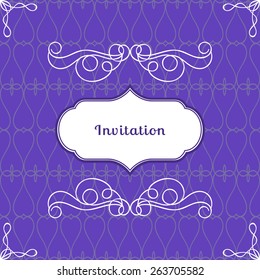 Unique invitation. Decorative frame with calligraphic elements for page decoration. Vector illustration