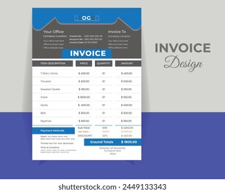 Unique INVOICE DESIGN Template, Vector Design Template.