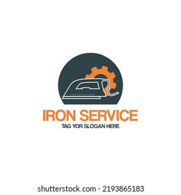 unique iron service logo vector graphic