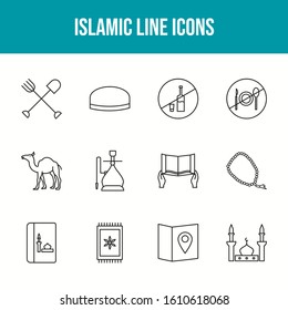 Unique Islamic Line Icons Set	