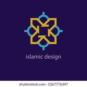 Estilo único de la plantilla de diseño de logotipo islámico. Símbolo árabe abstracto. Formas únicas geométricas. Transiciones de color modernas. Plantilla de logotipo de diseño de religión y cultura. vector.