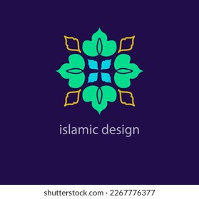 Unique islamic logo design template style. Abstract arabic symbol. Geometric unique shapes. Modern color transitions. Religion and Culture design logo template. vector.