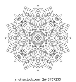 Unique islamic mandala for coloring book page, vector illustration,Islam, Arabic, Indian, moroccan,spain, turkish, pakistan, chinese, mystic, ottoman motifs. Coloring book page