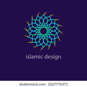 Plantilla única de diseño de logotipo de estilo mosaico islámico. Símbolo árabe abstracto. Formas únicas geométricas. Transiciones de color modernas. Plantilla de logotipo de diseño de religión y cultura. vector.